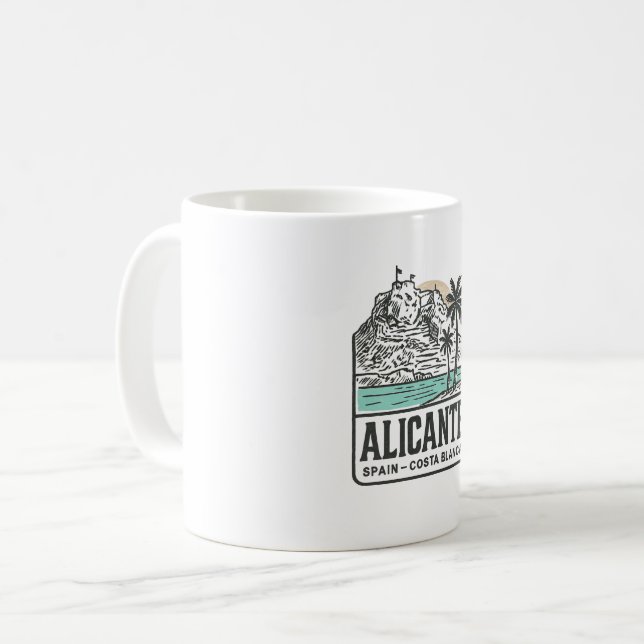 Alicante Sketch Santa Bárbara Castle Costa Blanca  Kaffeetasse (Vorderseite Links)