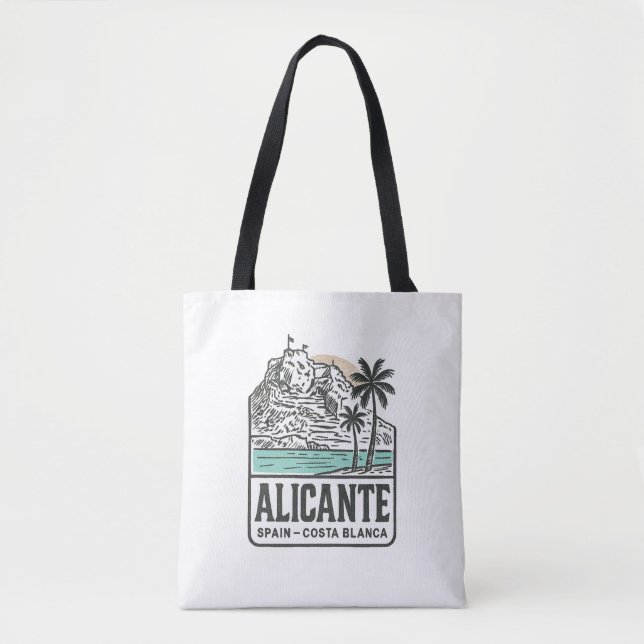 Alicante Sketch Santa Bárbara Castle Costa Blanca  Tasche (Vorderseite)