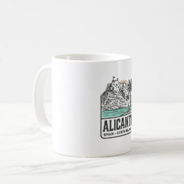 Alicante Skizze Santa Bárbara Burg Costa Blanca Kaffeetasse