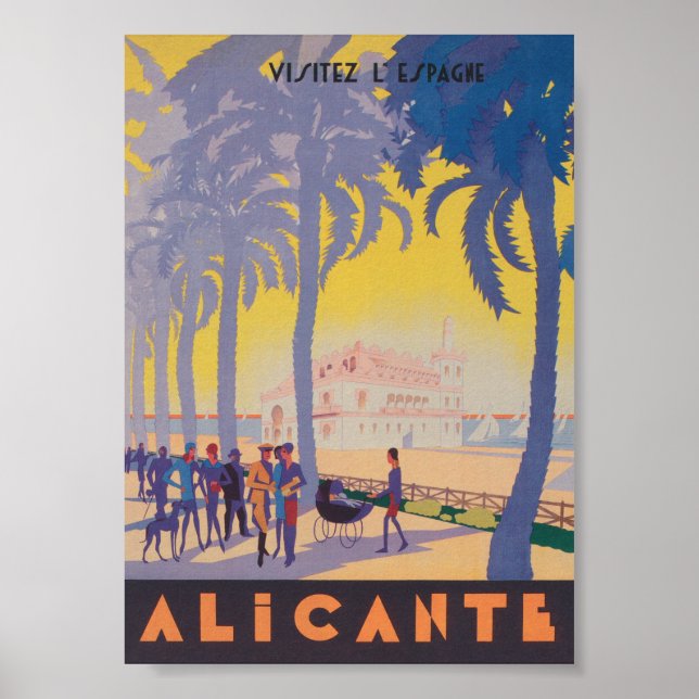 Alicante Spain Vintage Travel Poster (Vorne)
