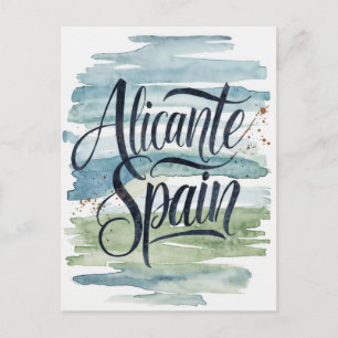Alicante Spanien Aquarell Postkarte