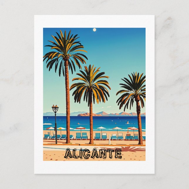 Alicante Spanien Beach View Reisekarte Postkarte (Vorderseite)