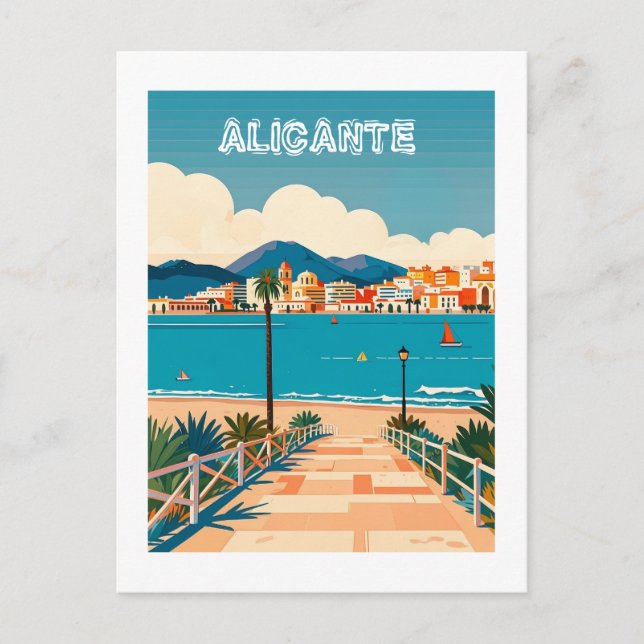 Alicante Spanien Beach View Travel Postkarte (Vorderseite)