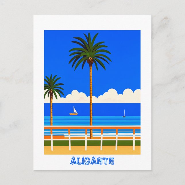 Alicante Spanien Beach View Travel Postkarte (Vorderseite)
