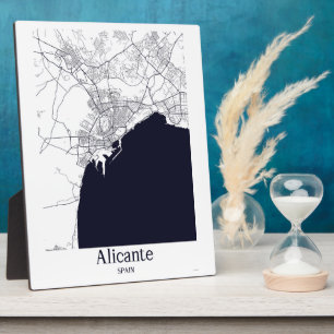 Alicante Spanien City Map Tabletop Plaque Fotoplatte