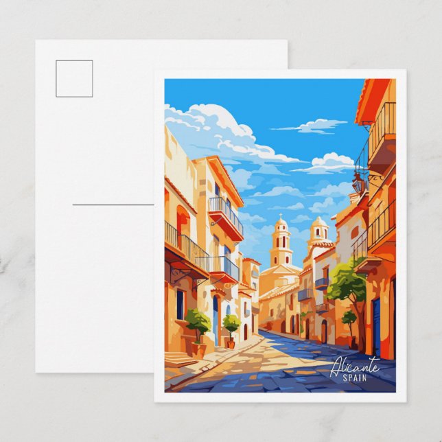 Alicante Spanien Kunst, Dichtung und Musik Postkarte (Vorne/Hinten)