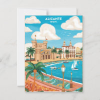 Alicante Spanien Reisen Postkarte Kunst, Dichtung 