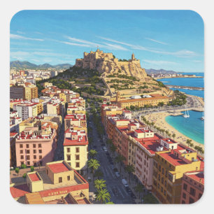 Alicante Spanien Reisen Quadratischer Aufkleber