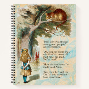 Alice Abenteuer im Wunderland Cheshire-Katze Notizbuch