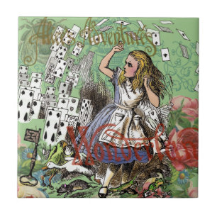 alice abenteuer karten wunderland verrückter hutma fliese