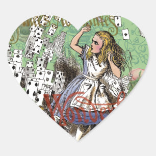 alice abenteuer karten wunderland verrückter hutma Herz-Aufkleber
