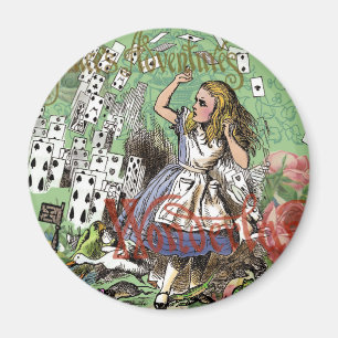 alice abenteuer karten wunderland verrückter hutma magnet
