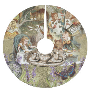 Alice Abenteuer Klassische Wunderland-Teeparty Polyester Weihnachtsbaumdecke