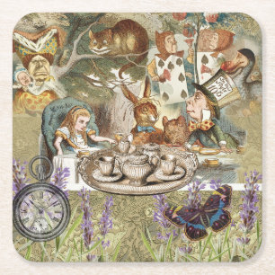 Alice Abenteuer Klassische Wunderland-Teeparty Rechteckiger Pappuntersetzer