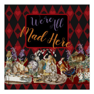 Alice Abenteuer mit Wunderland verrückter Cheshire Poster