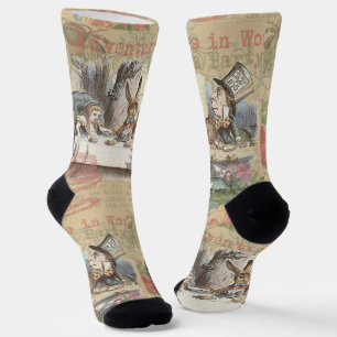 Alice Abenteuer Wunderland Verrückte Teeparty-Kuns Socken