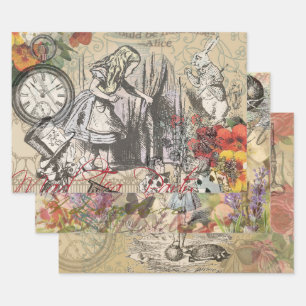 Alice Abenteuer Wunderland Vorhang Klassische Kuns Geschenkpapier Set