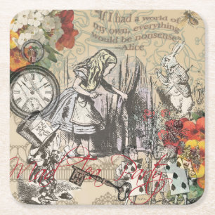Alice Abenteuer Wunderland Vorhang Klassische Kuns Rechteckiger Pappuntersetzer