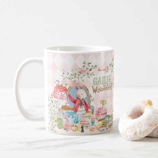 Alice Adventures in Woderland Birthday Tee Party Kaffeetasse (Mit Donut)