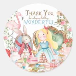 Alice Adventures in Woderland Birthday Tee Party Runder Aufkleber