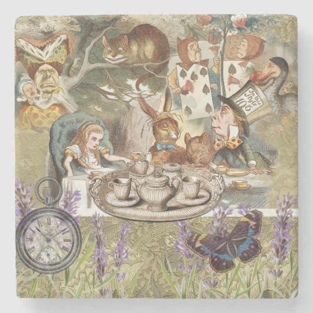 Alice Adventures in Wonderland Mad Party Steinuntersetzer (Vorderseite)