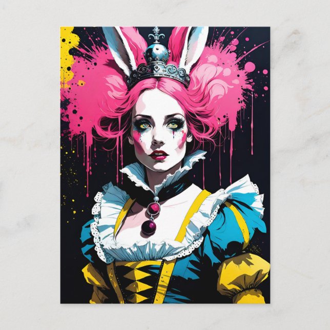 Alice als Kaninchen mit rosa Haar Postkarte (Vorderseite)