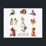 Alice and Friends in Wonderland Postkarte<br><div class="desc">Alice und Freunde in Wunderland,  einschließlich der Königin der Herzen,  Mad Hatter,  Raupe,  die Herzogin und mehr.</div>