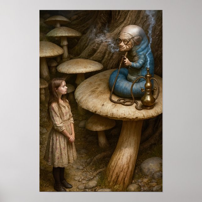 Alice And Hookah Smoking Caterpillar Poster (Vorne)