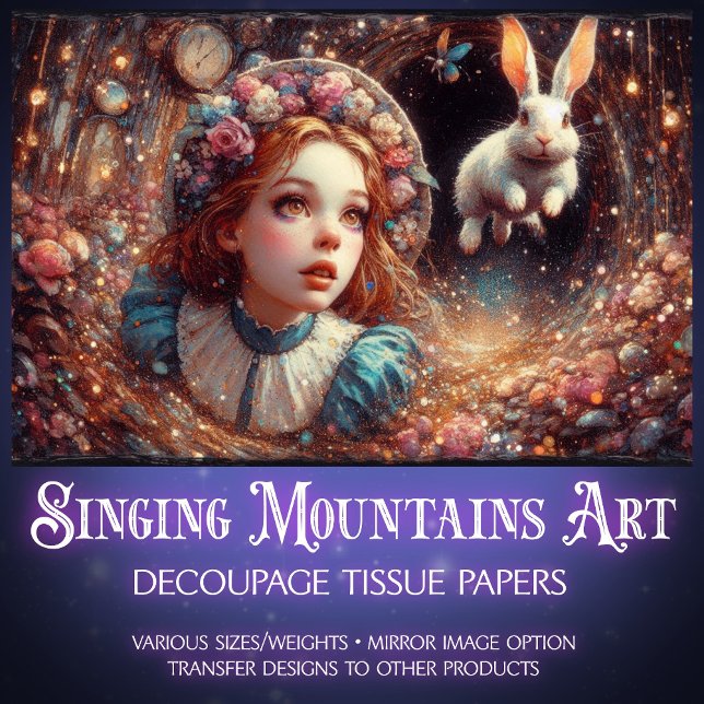 Alice and Rabbit Whimsical Whirlwind Decoupage Seidenpapier (Von Creator hochgeladen)