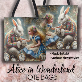 Alice and Rabbit Wonderland Fantasy Art Tasche