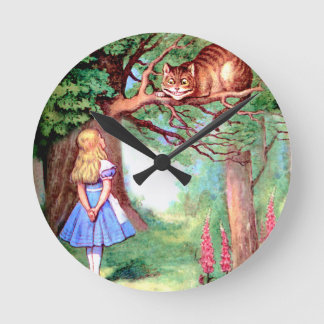 Alice and The Cheshire Cat in Wonderland Runde Wanduhr