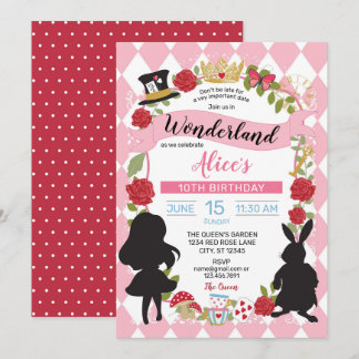 Alice Au Pays Des Merveilles Invitation Anniversai