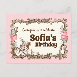 alice au pays des merveilles invitation carte post