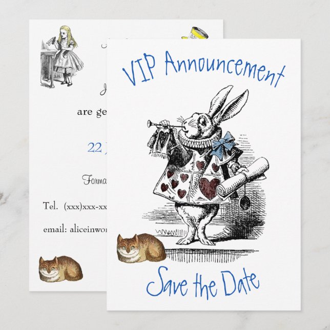 Alice au Pays des Merveilles Invitation de réserva (Devant / Derrière)