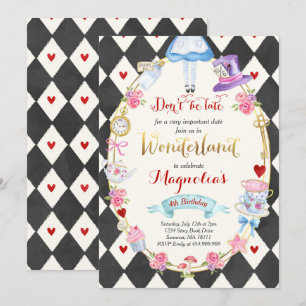 Alice Au Pays Des Merveilles Invitation Tea Party
