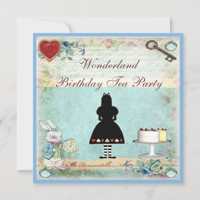Alice au pays des merveilles Invitations du Tea Pa (Devant)