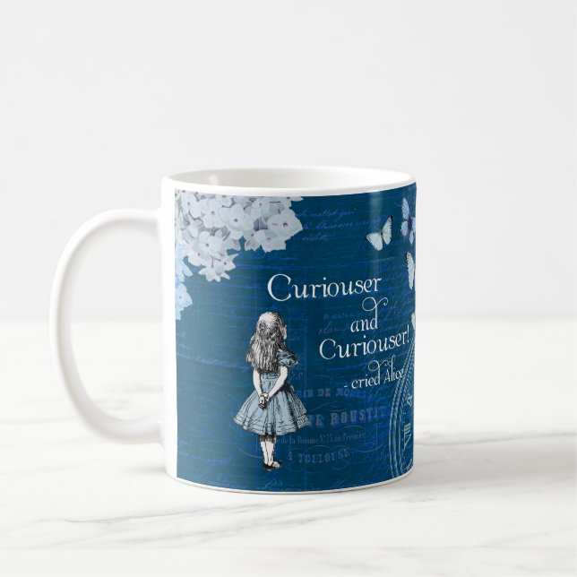 Alice au pays des merveilles Mug de café bleu flor (Gauche)