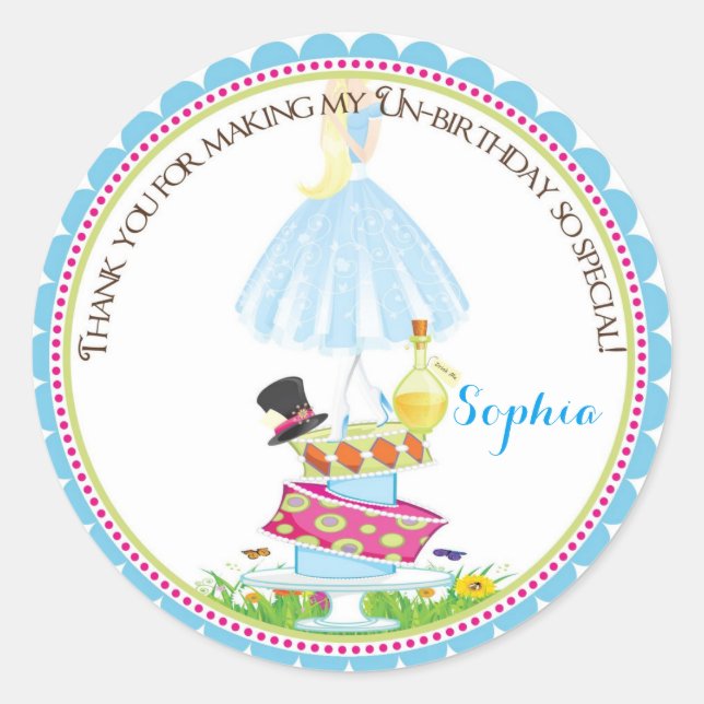 Alice au pays des merveilles Stickers d'anniversai (Devant)