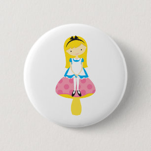 Alice auf einem Pilz Button