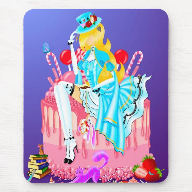 Alice auf Geburtstagskuchen  Mousepad (Vorne)