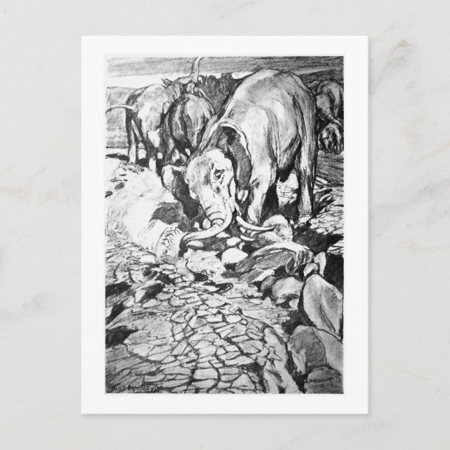 Alice B. Woodward: Postkarte Dinotherium (Vorderseite)