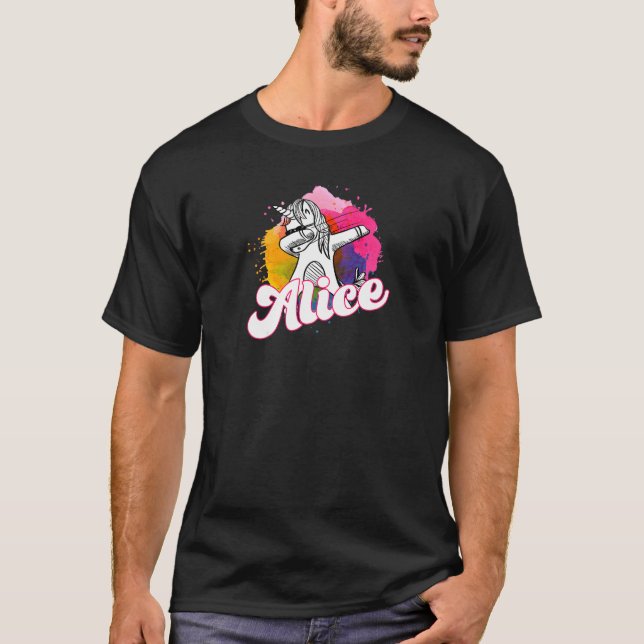 Alice Beautiful Girl Name mit Coolem Dabbing Unico T-Shirt (Vorderseite)