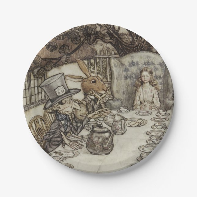 Alice Birthday UnGeburtstag Rabbit Hatter Party Pappteller (Vorderseite)