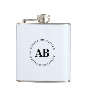 Alice Blau einfarbig mit Monogramm Flachmann