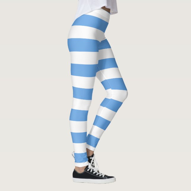 Alice Bleu Blanc Grandes bandes Leggings (Droite)