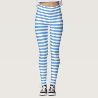 Alice Blue White Stripe Muster Leggings
