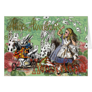 alice cartes d'aventure merveilleux chapeau lapin
