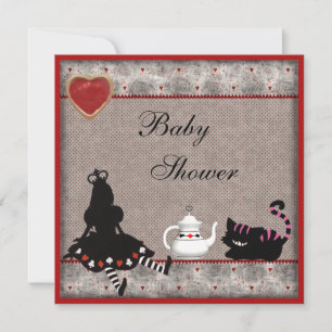 Alice & Cheshire Cat Baby Dusche Tee Party lädt ei Einladung