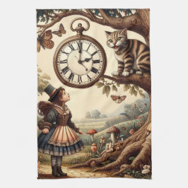 Alice & Cheshire Cat: Whimsical Wonderland Fantasy Geschirrtuch
