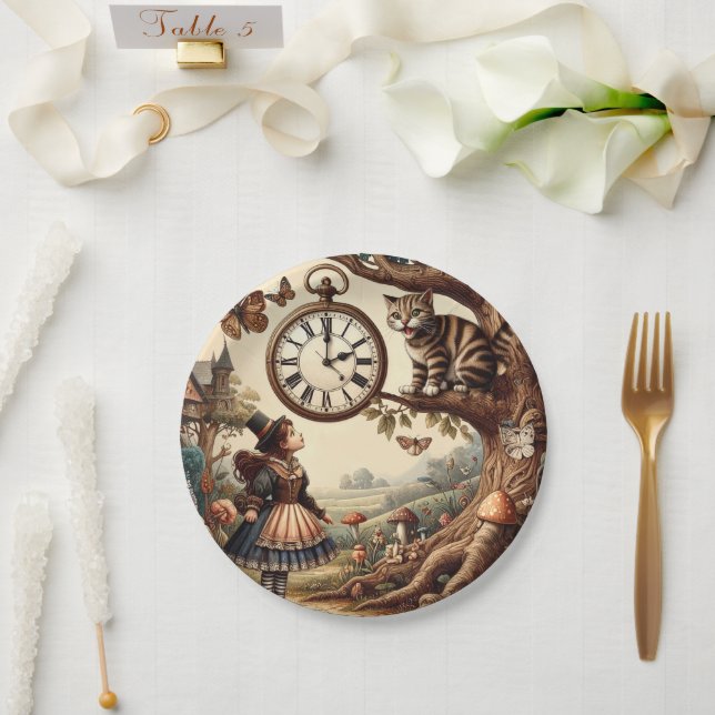 Alice & Cheshire Cat: Whimsical Wonderland Fantasy Pappteller (Hochzeit)